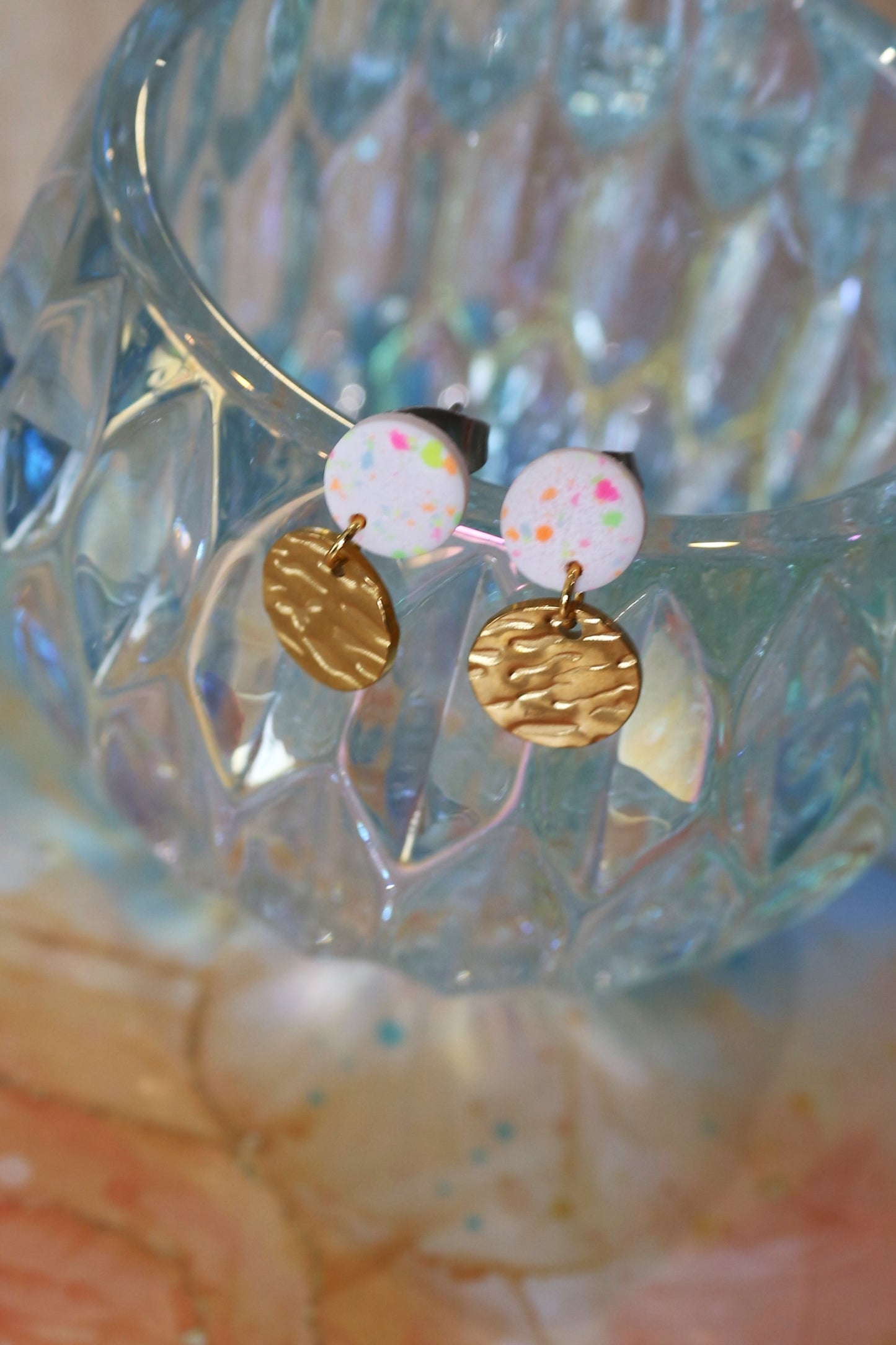 Boucles d'oreilles Farandole- Confettis fluo