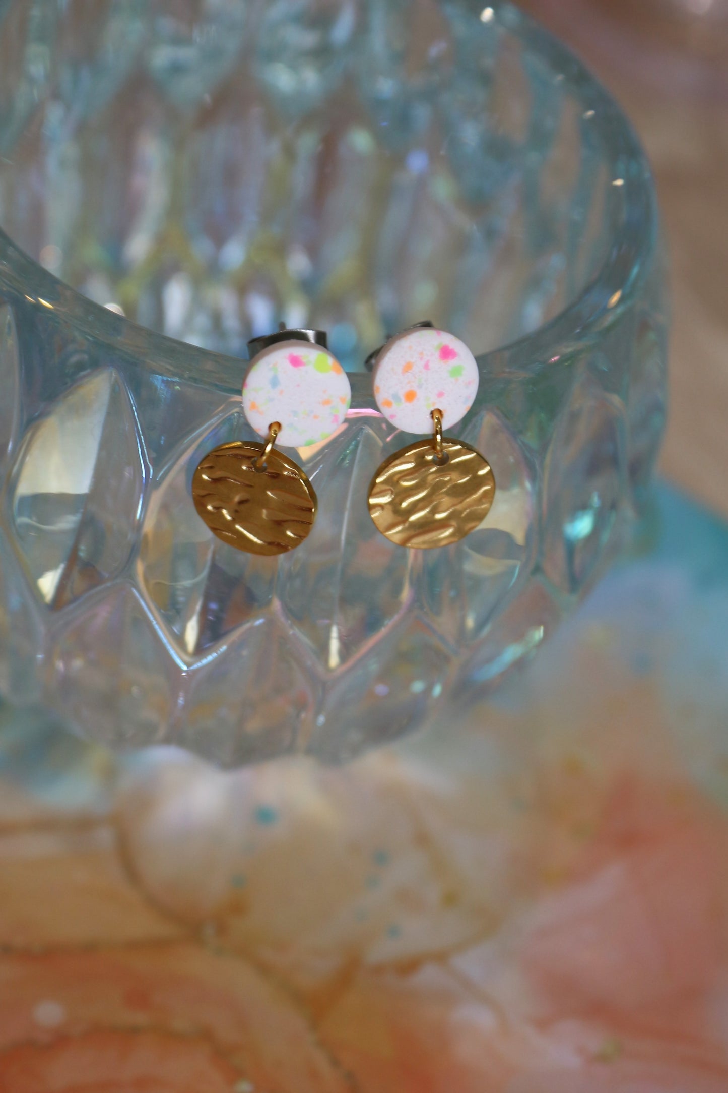 Boucles d'oreilles Farandole- Confettis fluo