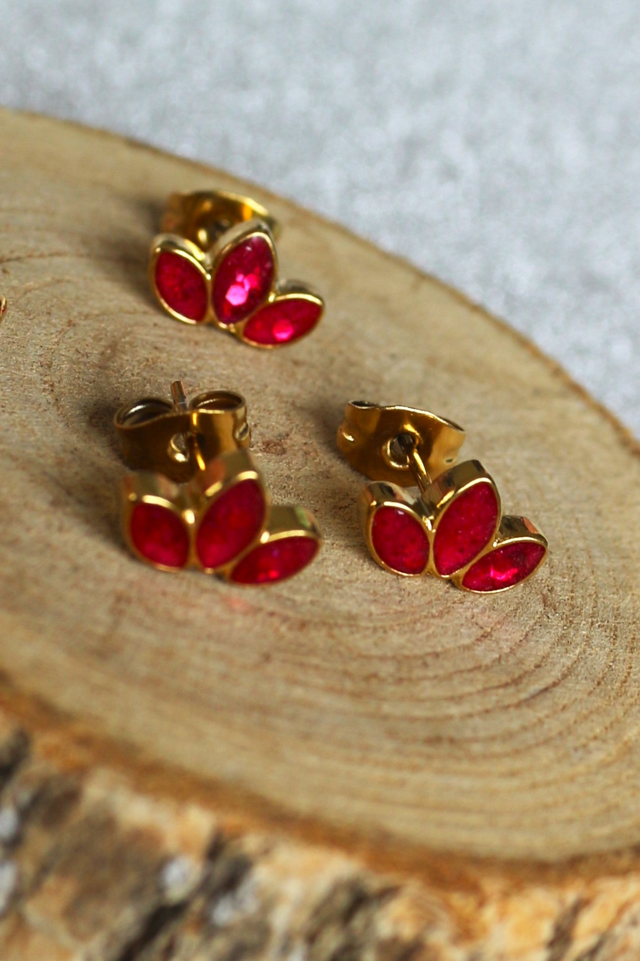 Boucles d'oreilles Lotus - dorées rouge