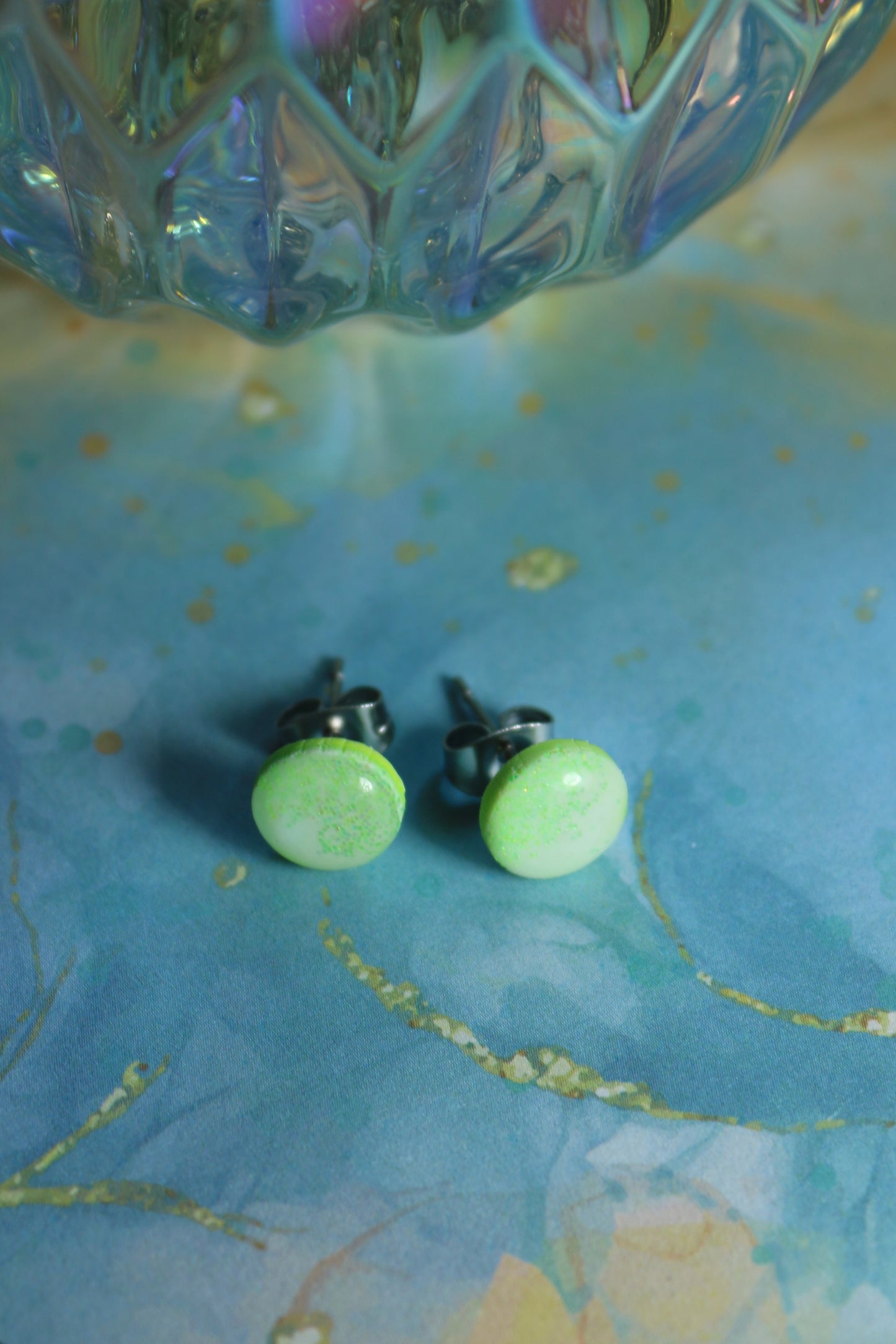 Boucles d'oreilles Chlorophyle 8mm - 1 seul exemplaire