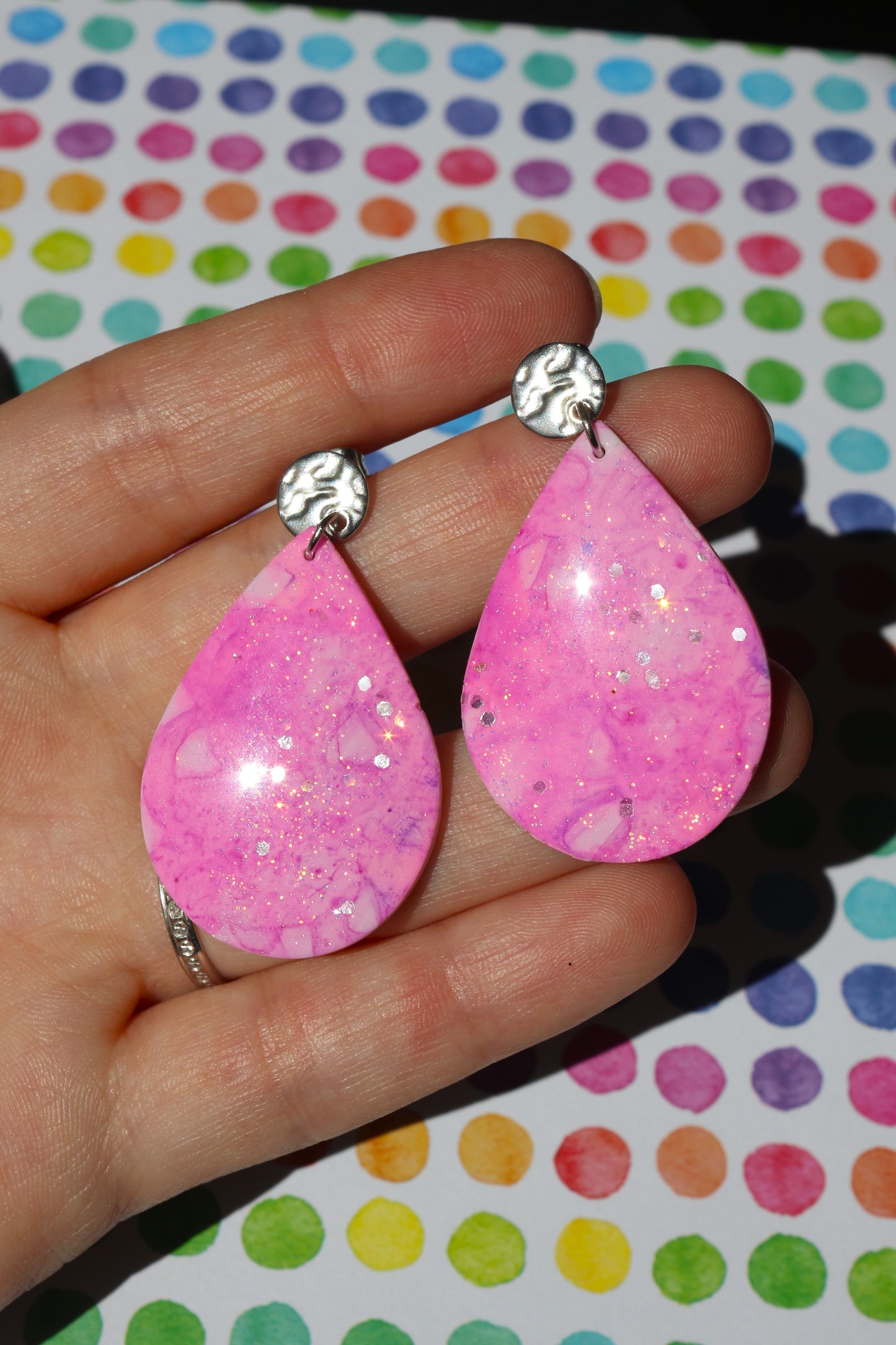 Boucles d'oreilles Jasmine - Brume rose - 1 seul exemplaire