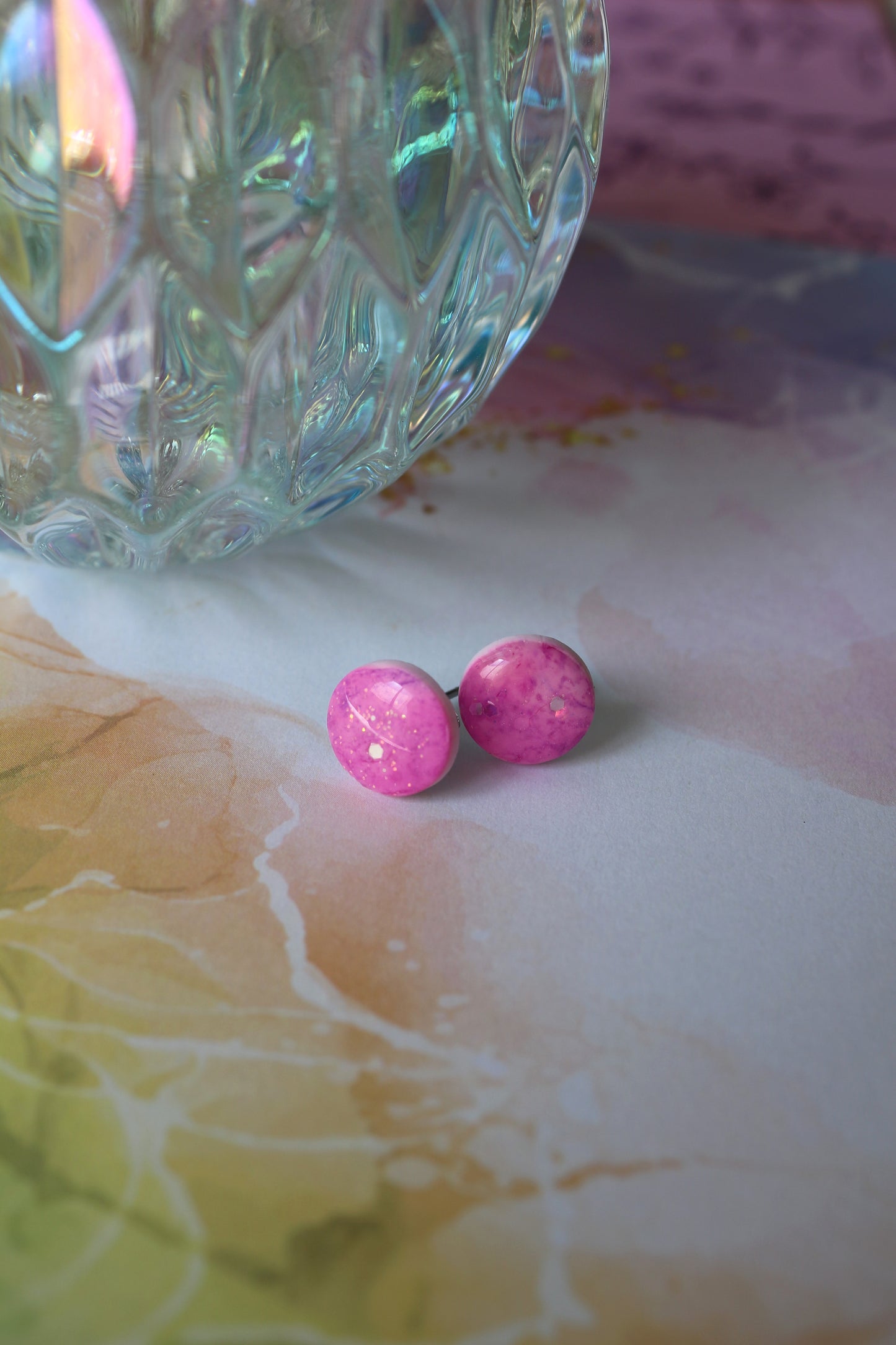 Boucles d'oreilles Brume rose - 1cm