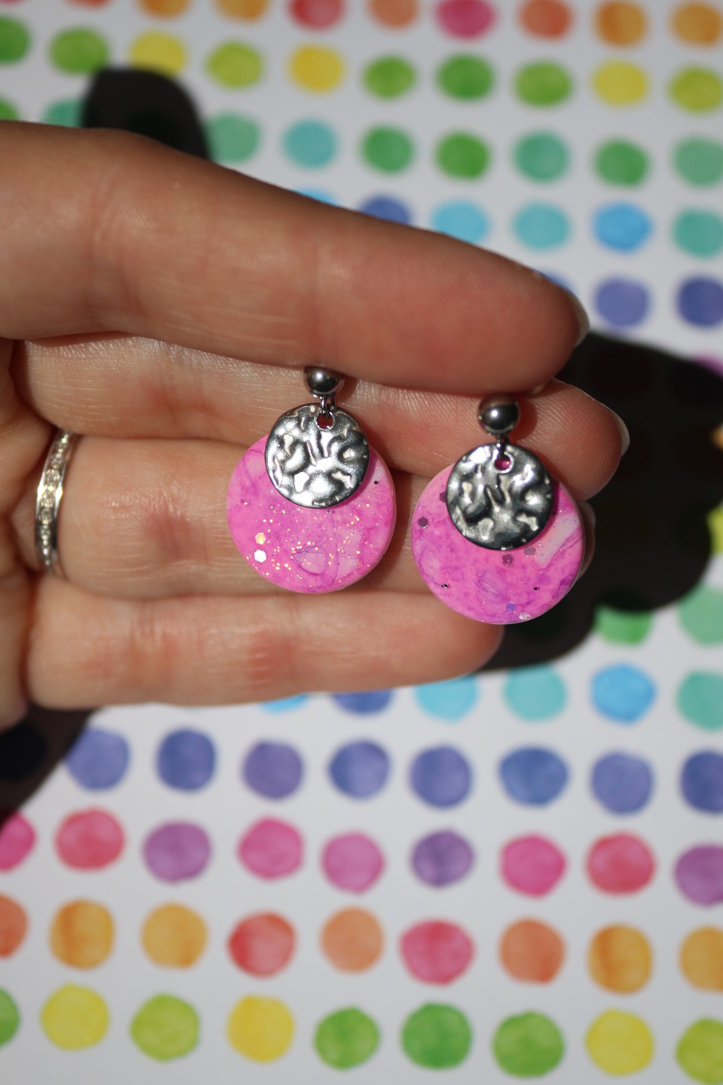 Boucles d'oreilles Polka - Brume rose