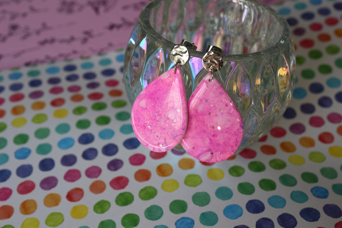 Boucles d'oreilles Jasmine - Brume rose - 1 seul exemplaire