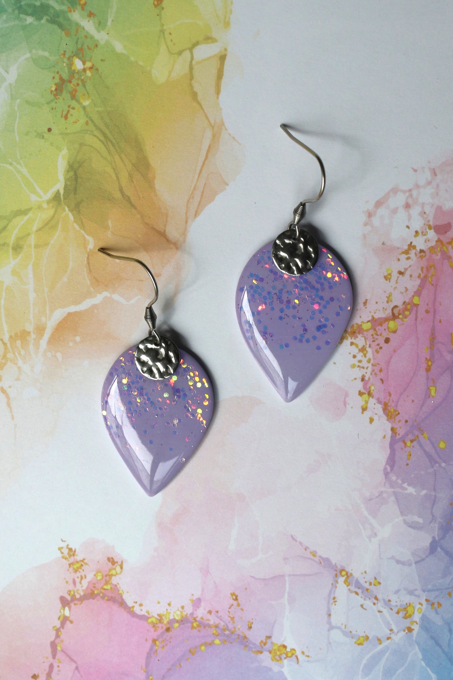 Boucles d'oreilles Soline - Lila pailleté- 1 seul exemplaire