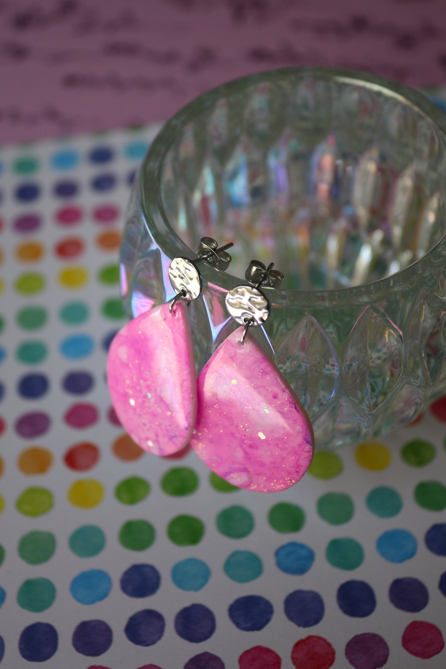 Boucles d'oreilles Jasmine - Brume rose - 1 seul exemplaire