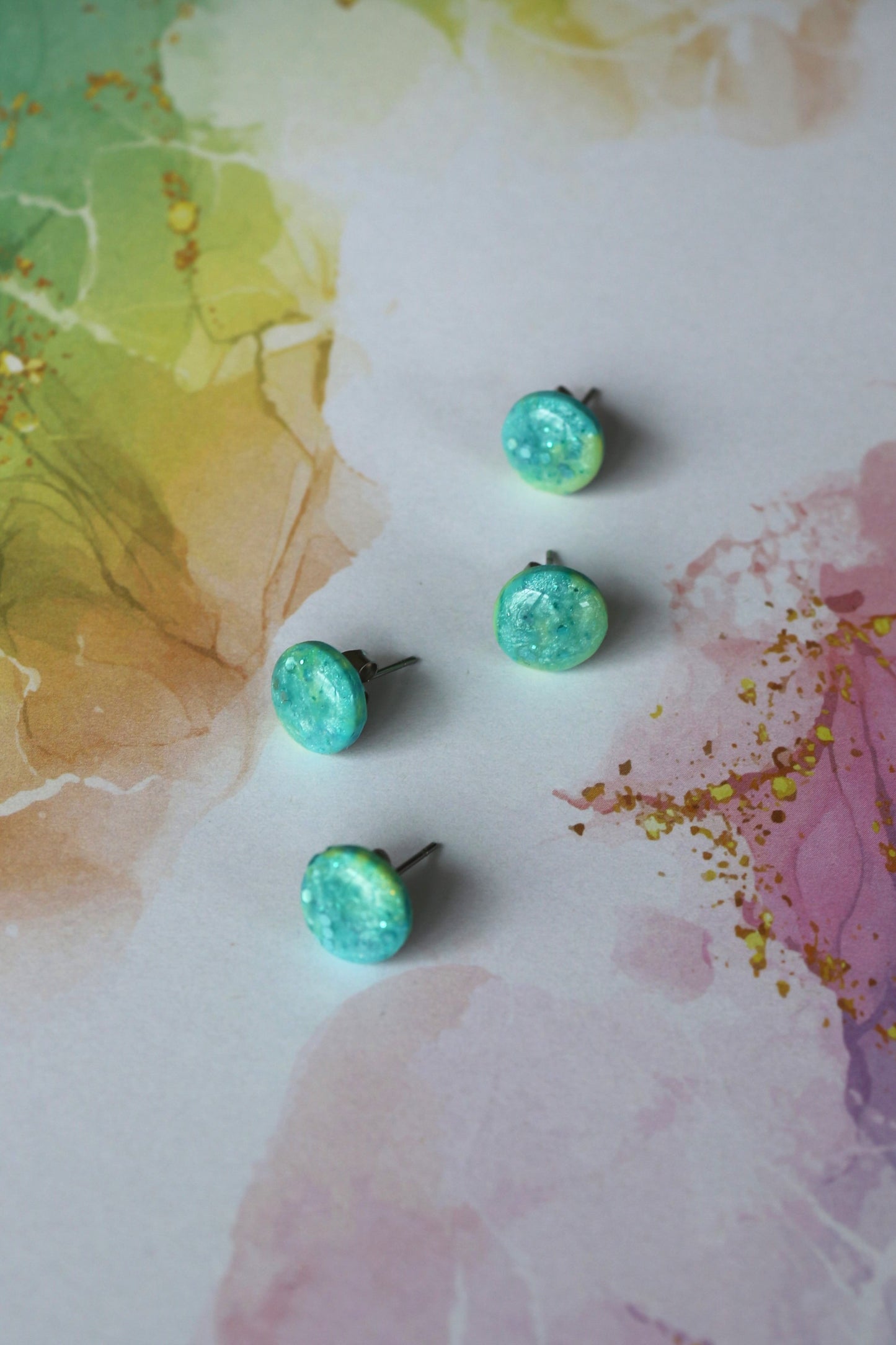 Boucles d'oreilles Trésor turquoise- 1cm