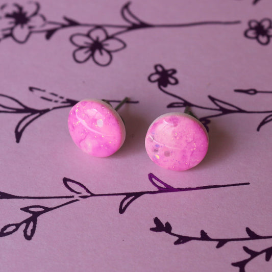 Boucles d'oreilles Brume rose - 1cm