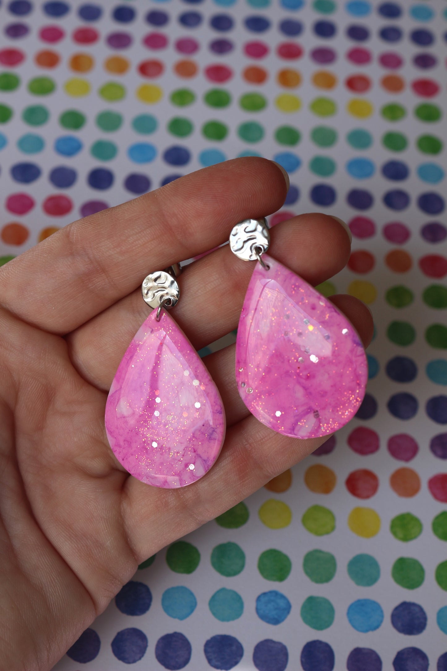 Boucles d'oreilles Jasmine - Brume rose - 1 seul exemplaire