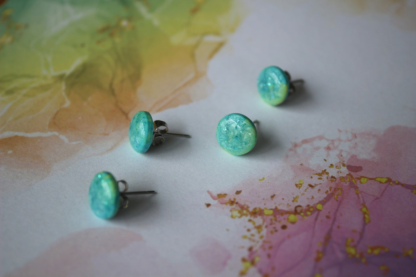 Boucles d'oreilles Trésor turquoise- 1cm