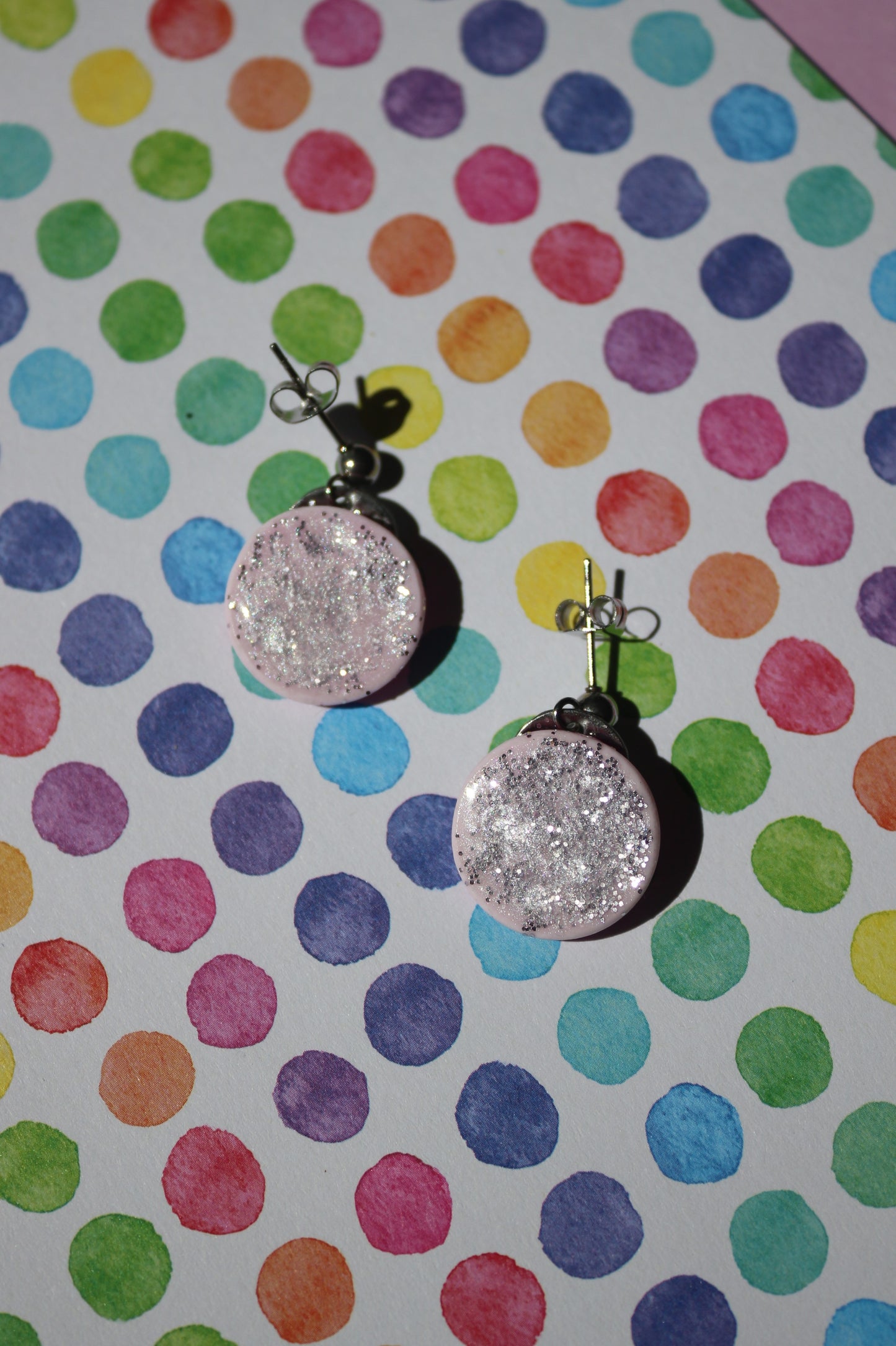 Boucles d'oreilles Polka - Brume rose