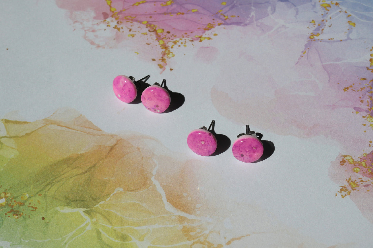 Boucles d'oreilles Brume rose - 1cm