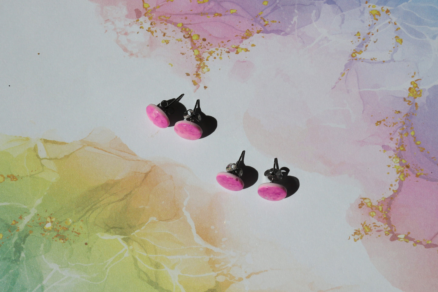 Boucles d'oreilles Brume rose - 1cm