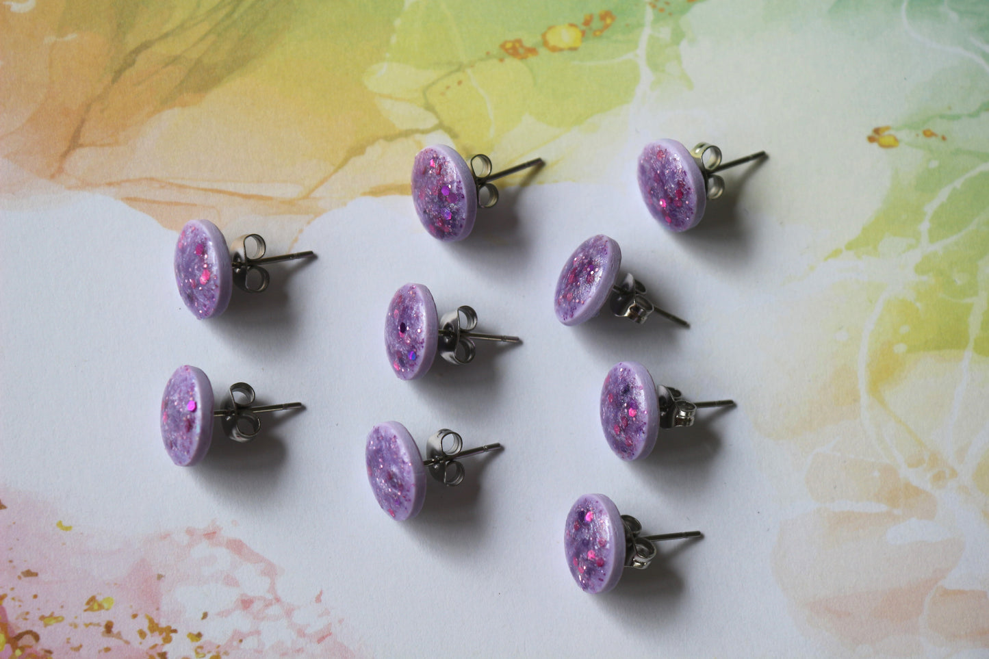 Boucles d'oreilles Éclat violet- 1cm