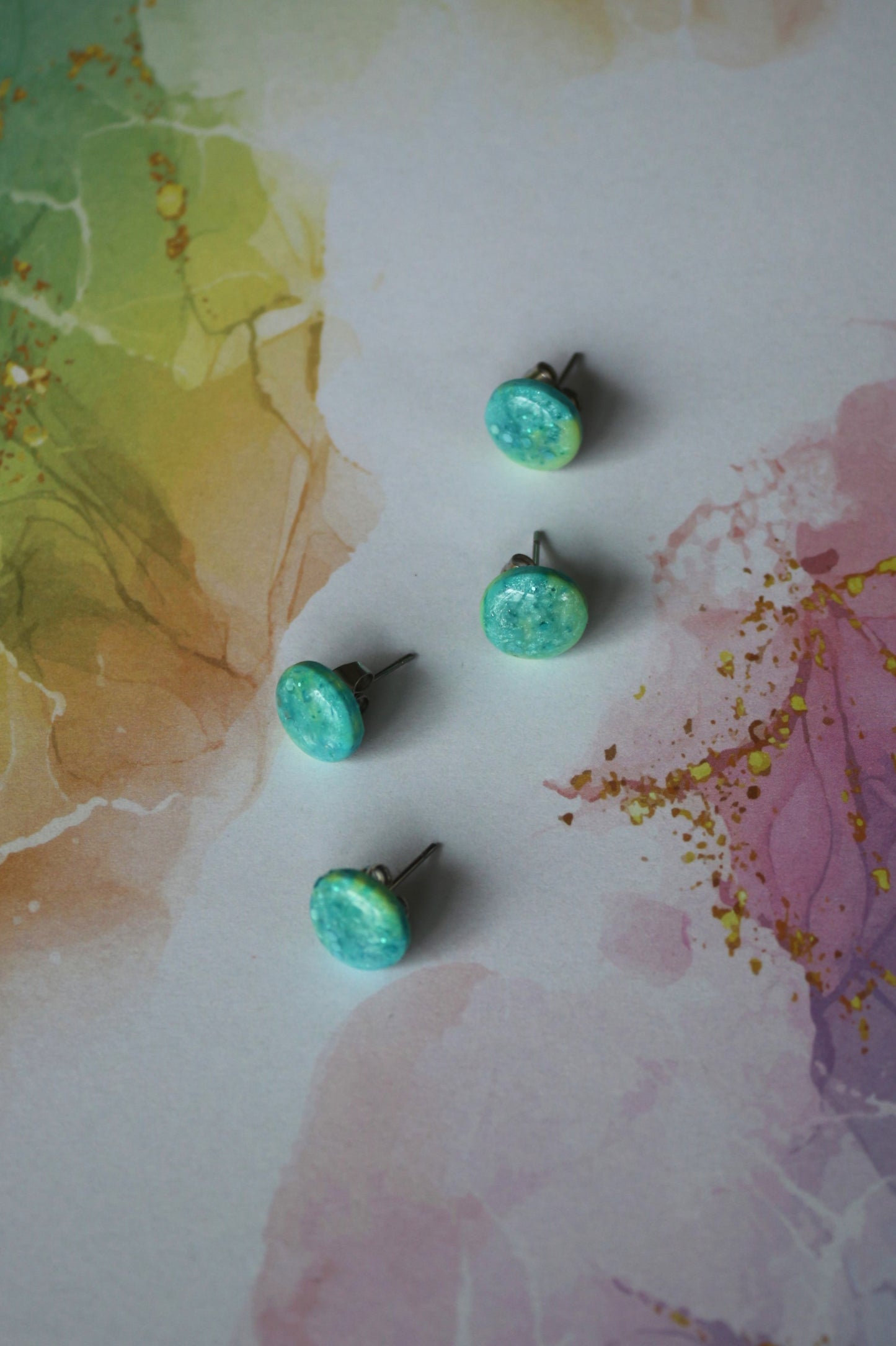 Boucles d'oreilles Trésor turquoise- 1cm