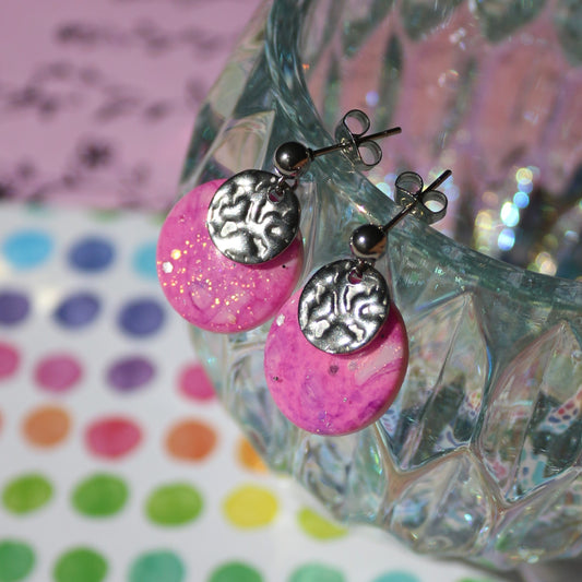 Boucles d'oreilles Polka - Brume rose