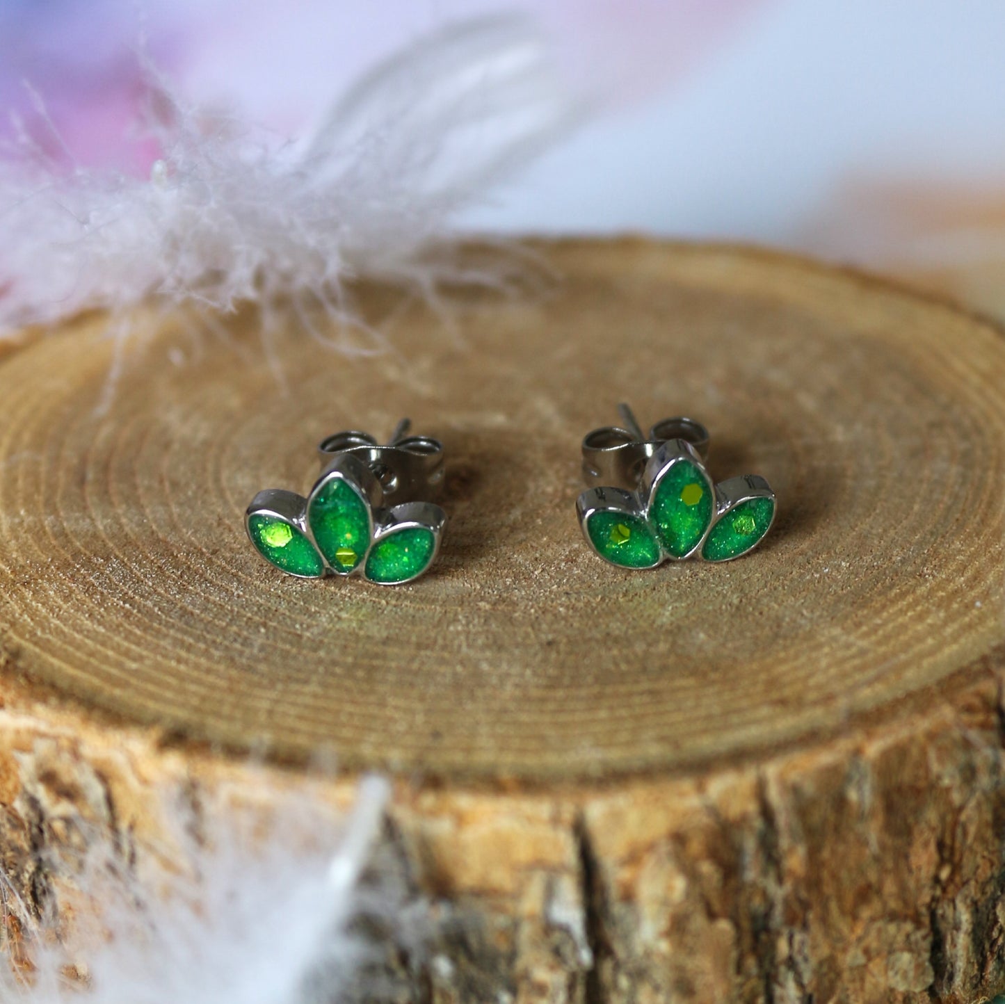 Boucles d'oreilles Lotus - vert étincelant