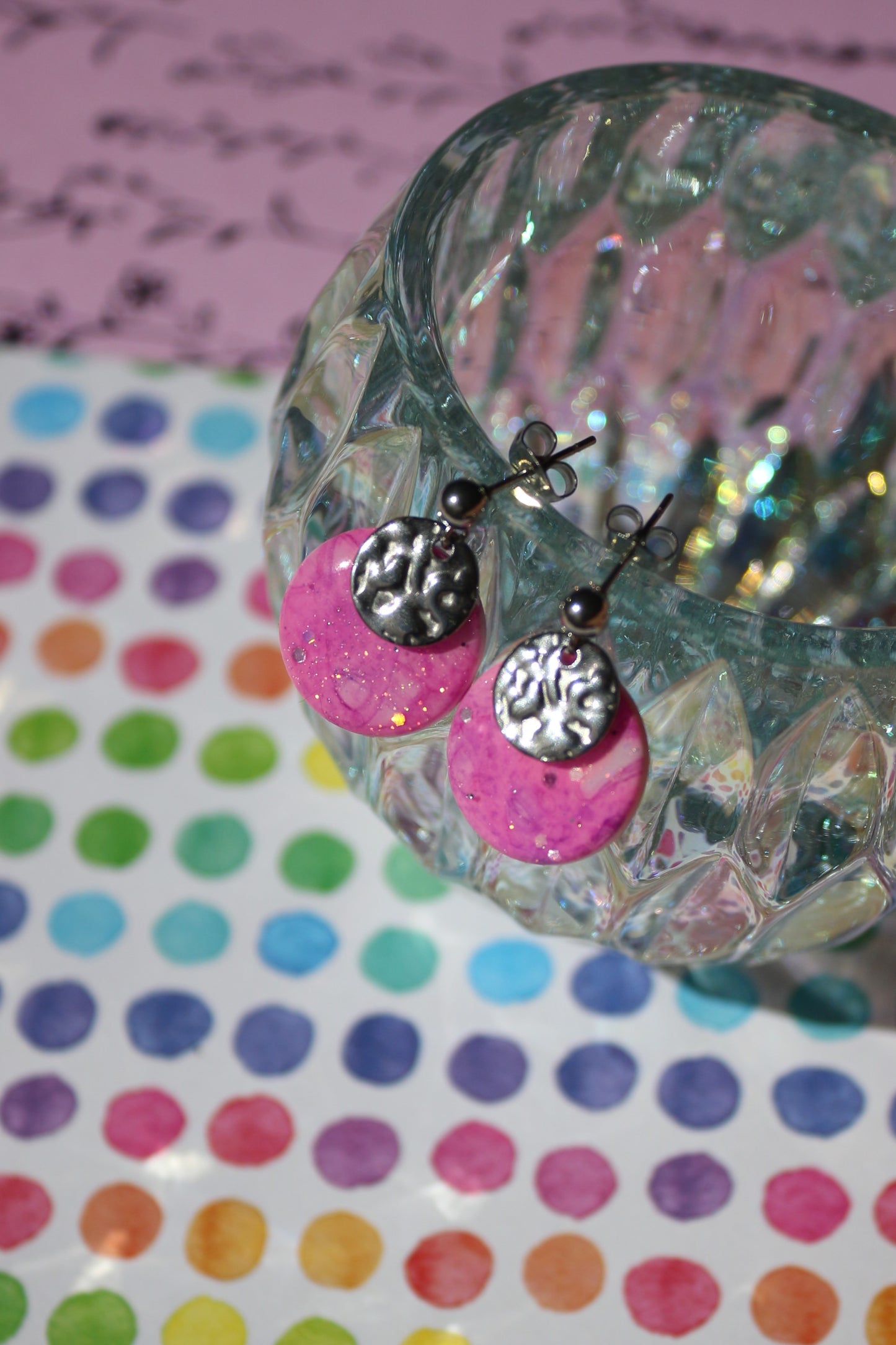 Boucles d'oreilles Polka - Brume rose